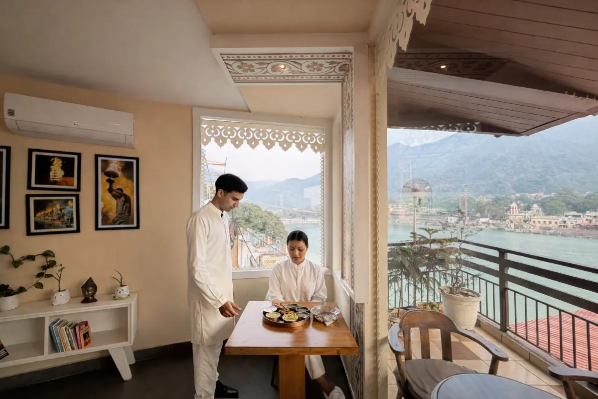 Organic Cafe at Sanskriti Ramjhula Rishikesh India